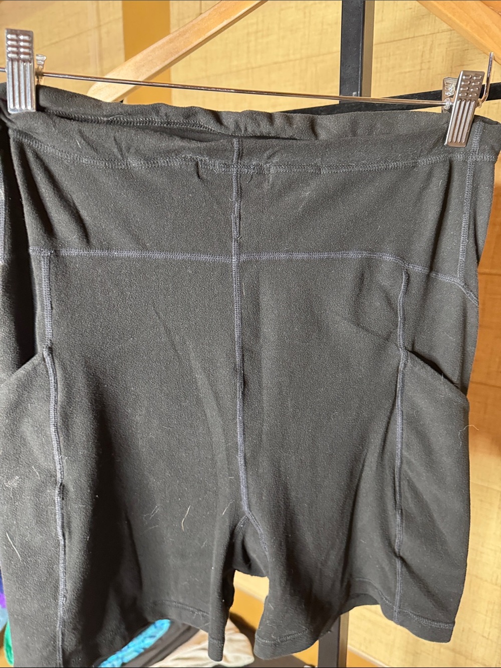 Foucome Over-the-Belly Maternity Bike Shorts Black Side Pocket Size S - Picture 5 of 6